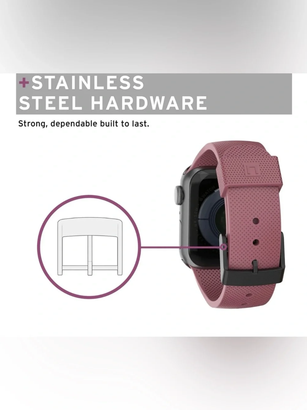 Urban Armor Gear DOT Silicone Apple Watch Band Strap 42mm/44mm Dusty Rose NIB
